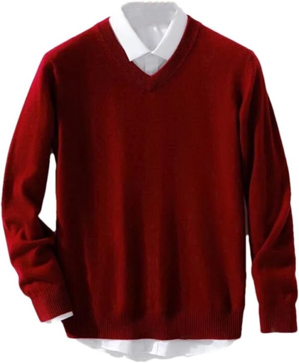 Men's Cashmere Sweater Warm Pullovers V-Neck Knit Winter Tops Male Knitwear Jumpers