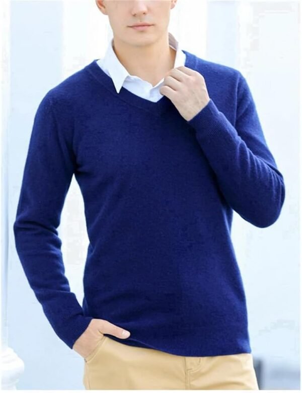 Men's Cashmere Sweater Warm Pullovers V-Neck Knit Winter Tops Male Knitwear Jumpers