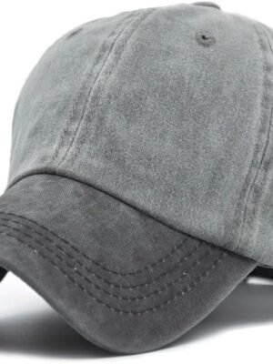 Contrasting Color Design Vintage Baseball Cap Adjustable Unstructured Washed Distressed Canvas Dad Hat for Men Women