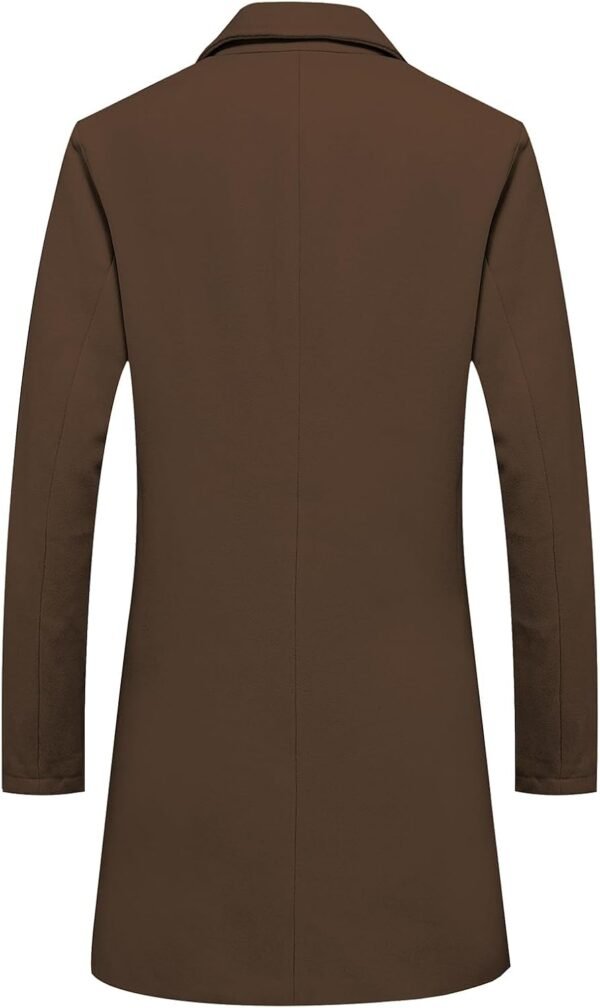 Men's Classic Wool Trench Overcoat Single Breasted Mid Long Wool Blend Top Pea Coats Jackets