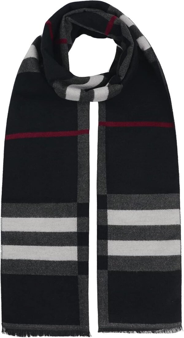 Mens Winter Warm Long Soft Scarf Plaid Tassel Scarf for Men Soft Classic Scarves