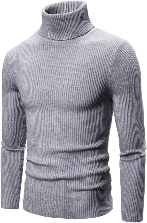 Autumn Men's High Elastic Bottoming Shirt Sweater, High Lapel Knit Pure Color Sweater