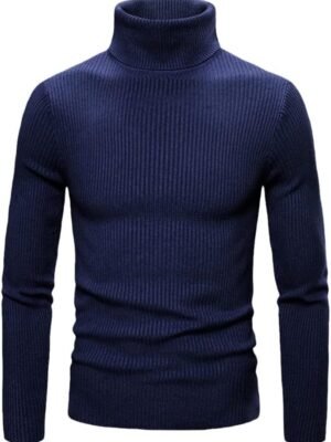 Autumn Men's High Elastic Bottoming Shirt Sweater, High Lapel Knit Pure Color Sweater