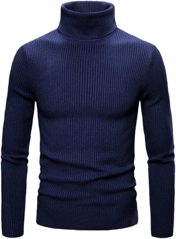 Autumn Men's High Elastic Bottoming Shirt Sweater, High Lapel Knit Pure Color Sweater