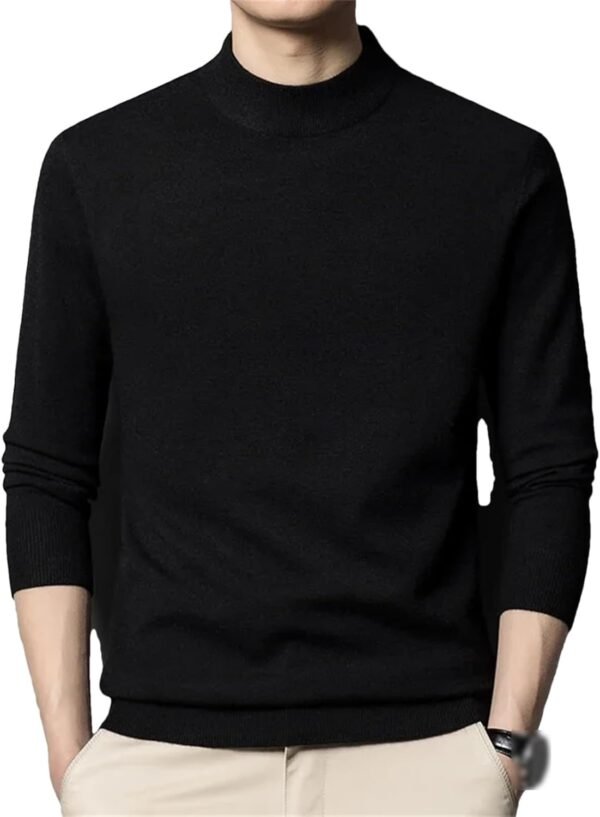 Autumn Winter Mens Mock Neck Cashmere Sweater Bottoming Shirt Solid Color Warm Casual Wool Knitting Sweaters