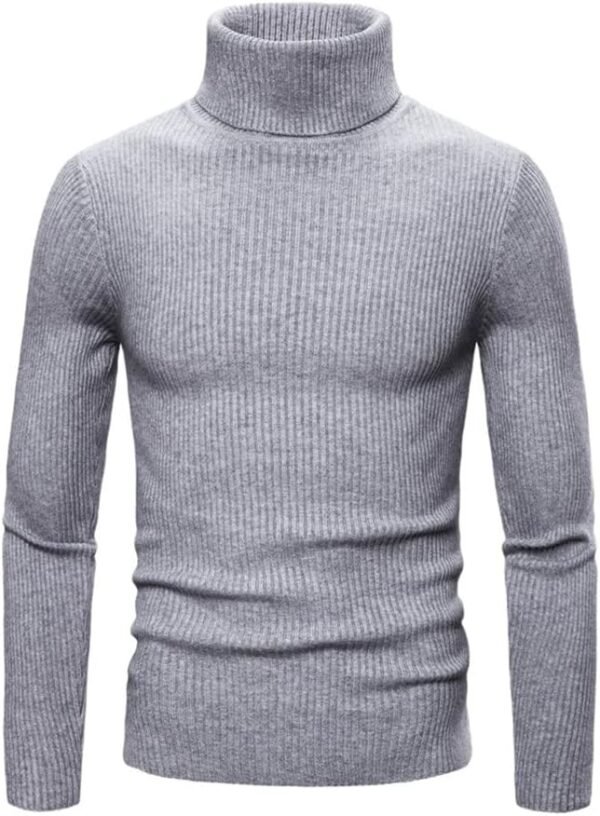 Autumn Men's High Elastic Bottoming Shirt Sweater, High Lapel Knit Pure Color Sweater