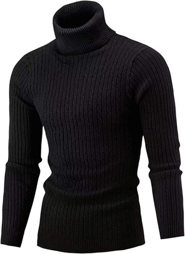 Men's Casual Slim Fit Turtleneck Pullover Sweaters Tops with Twist Patterned