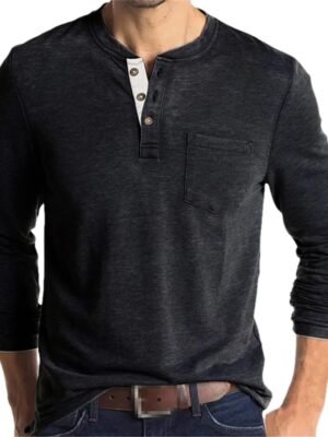 Autumn Winter Cotton Men's T-Shirt Loose Casual Solid Color Men's Bottoming Shirt Men's Top