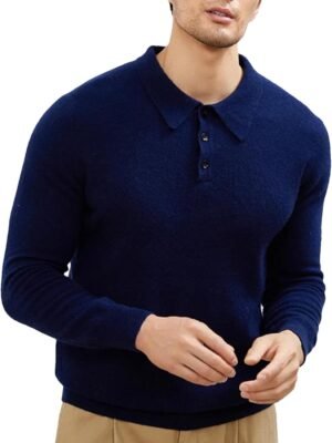 Men's Polos Cashmere Sweater Long Sleeve Pullover Knit Bottoming Business Casual Cashmere Sweater