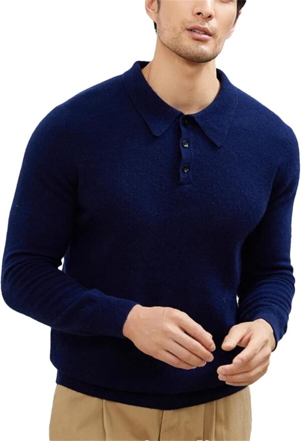 Men's Polos Cashmere Sweater Long Sleeve Pullover Knit Bottoming Business Casual Cashmere Sweater