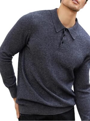Men's Polos Cashmere Sweater Long Sleeve Pullover Knit Bottoming Business Casual Cashmere Sweater
