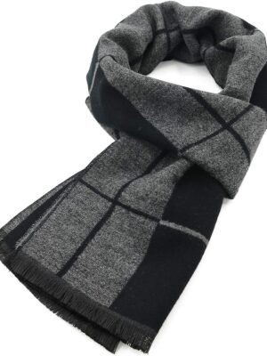 Mens Winter Warm Long Soft Scarf Plaid Tassel Scarf for Men Soft Classic Scarves