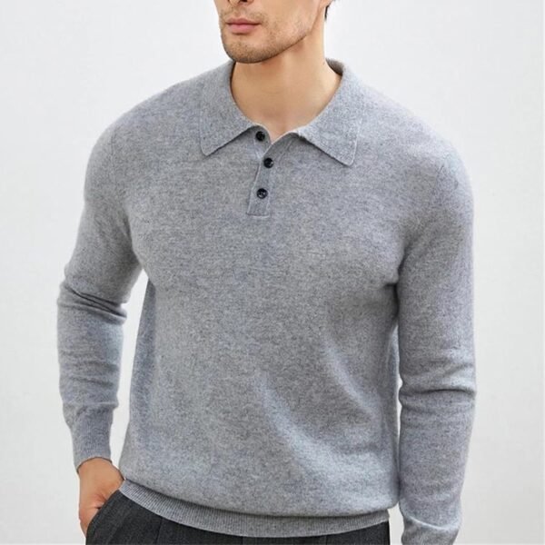 Men's Polos Cashmere Sweater Long Sleeve Pullover Knit Bottoming Business Casual Cashmere Sweater