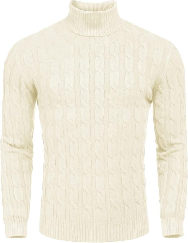Men's Slim Fit Turtleneck Sweater Casual Twisted Knitted Pullover Sweaters