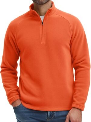 Mens Quarter Zip Thin Fleece Pullover Shirt Lightweight 1/4-Zip Mock Neck Sweatshirt Thermal BaseLayer