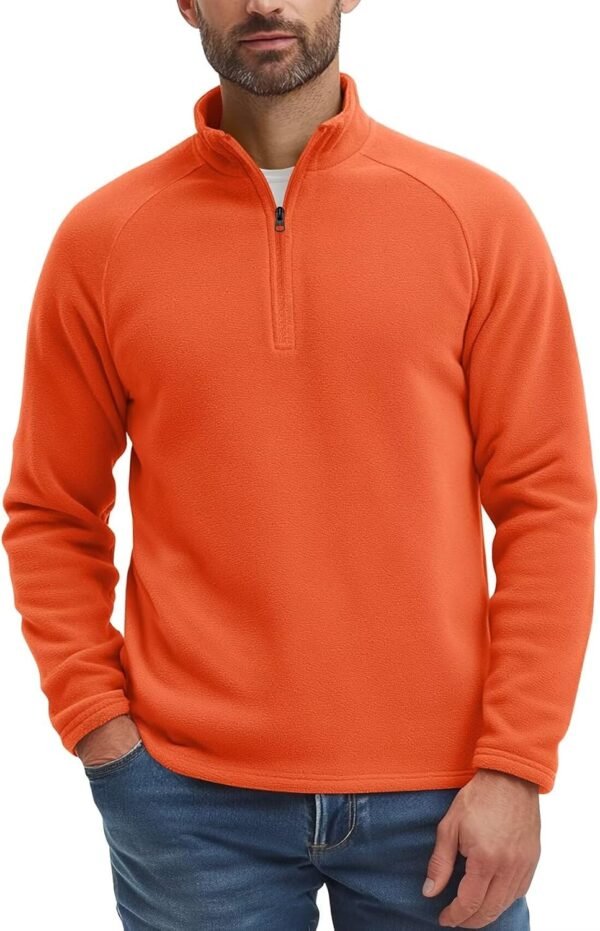 Mens Quarter Zip Thin Fleece Pullover Shirt Lightweight 1/4-Zip Mock Neck Sweatshirt Thermal BaseLayer