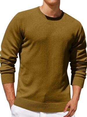 Men's Solid Color Knitted Sweater Round Neck Long Sleeve Pullover Autumn Winter Bottoming Shirt Casual Warm Sweater