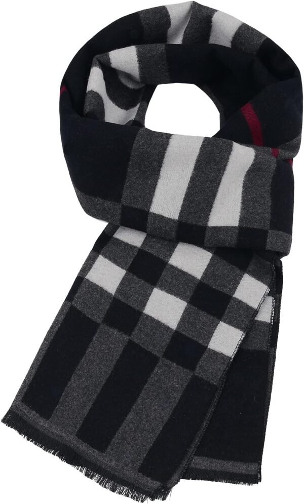 Mens Winter Warm Long Soft Scarf Plaid Tassel Scarf for Men Soft Classic Scarves