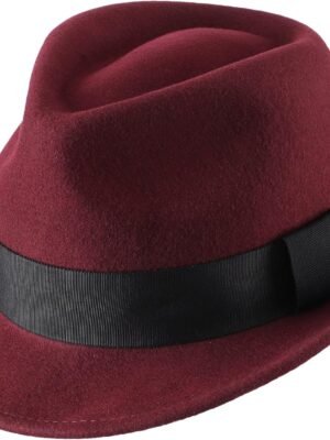 Men's Wool Felt Winter Hat Short Brim Fedora Hat