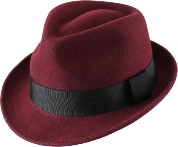 Men's Wool Felt Winter Hat Short Brim Fedora Hat
