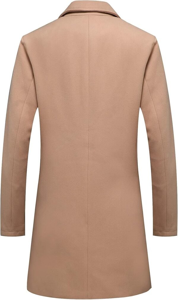 Men's Classic Wool Trench Overcoat Single Breasted Mid Long Wool Blend Top Pea Coats Jackets