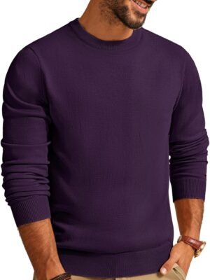 Men's Sweaters Crewneck Basic Lightweight Wool Blend Knitted Pullover Long Sleeve Shirts for Men