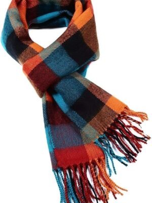 Softer than Cashmere Wool Touch Tassel Ends Plaid Check Solid Scarf