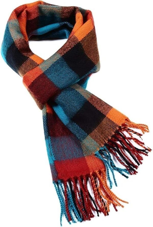 Softer than Cashmere Wool Touch Tassel Ends Plaid Check Solid Scarf