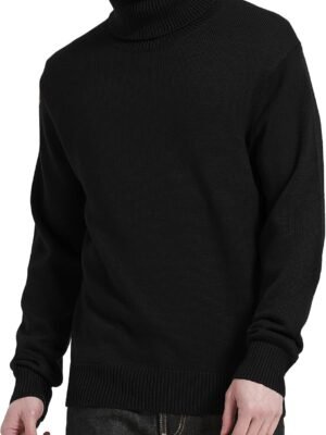 Men's Turtleneck Sweaters Wool Blend Mid-Weight Highneck Pullover Sweaters