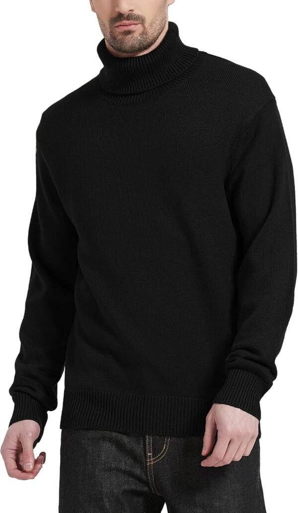 Men's Turtleneck Sweaters Wool Blend Mid-Weight Highneck Pullover Sweaters