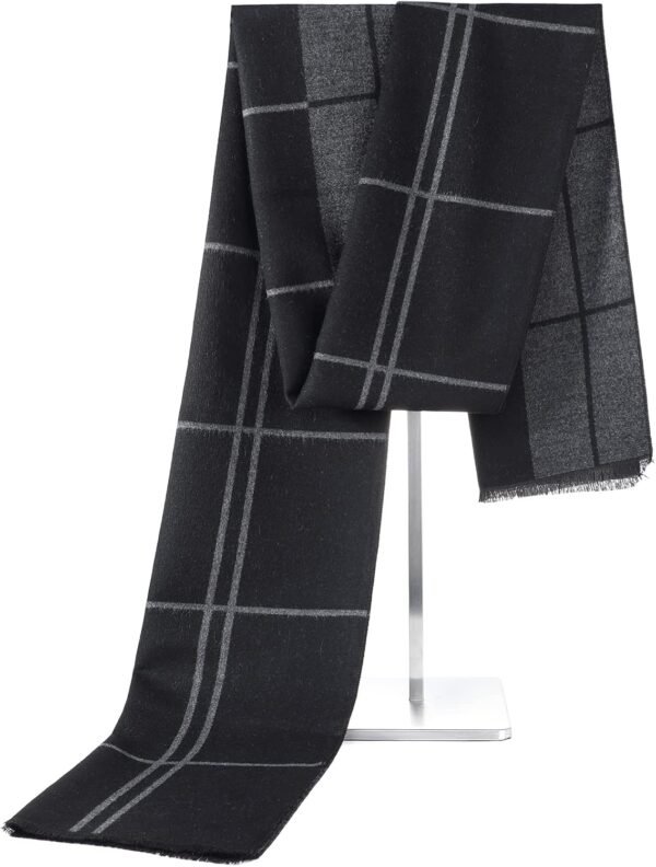Mens Winter Warm Long Soft Scarf Plaid Tassel Scarf for Men Soft Classic Scarves