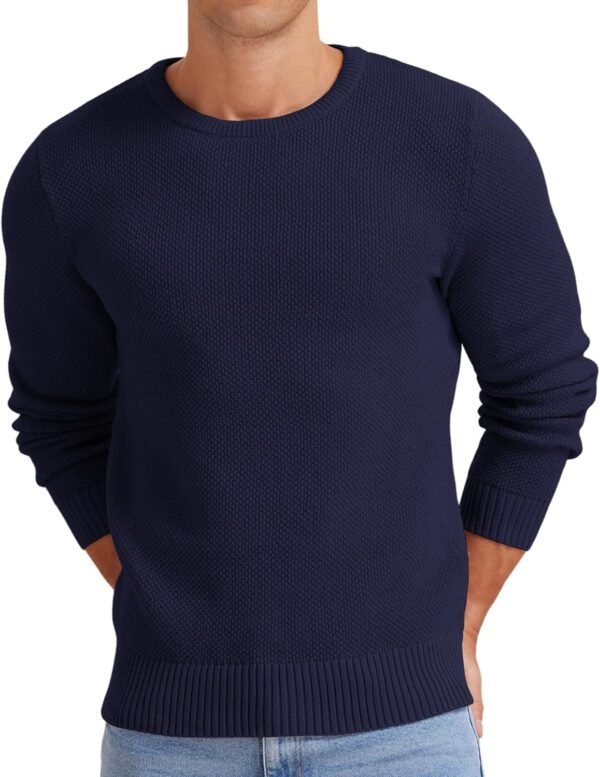 Men's Crewneck Sweater Soft Casual Classic Pullover Knitwear Lightweight Sweaters with Ribbing Edge