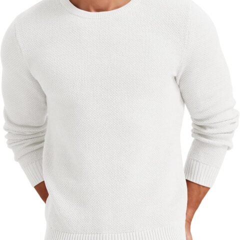 Men's Crewneck Sweater Soft Casual Classic Pullover Knitwear Lightweight Sweaters with Ribbing Edge