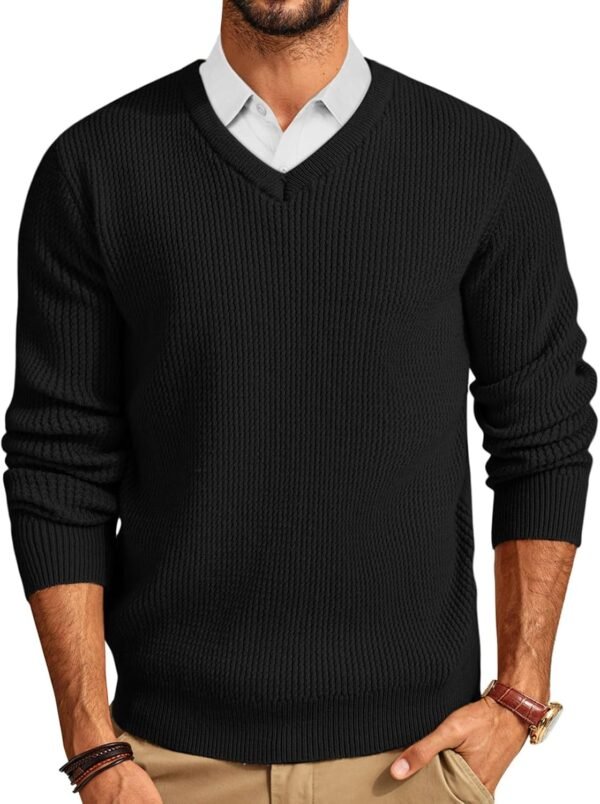 Mens V-Neck Sweaters Pullover Sweater Knitwear for Fall Winter