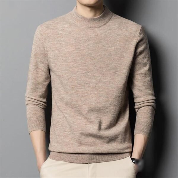 Autumn Winter Mens Mock Neck Cashmere Sweater Bottoming Shirt Solid Color Warm Casual Wool Knitting Sweaters