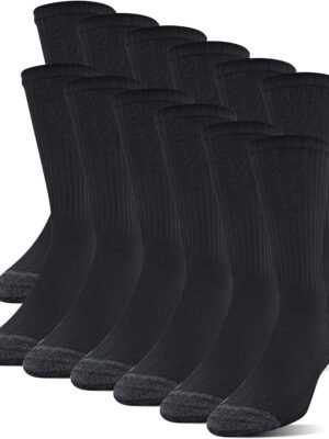 Men's Polyester Half Cushion Crew Socks (12 Pairs)