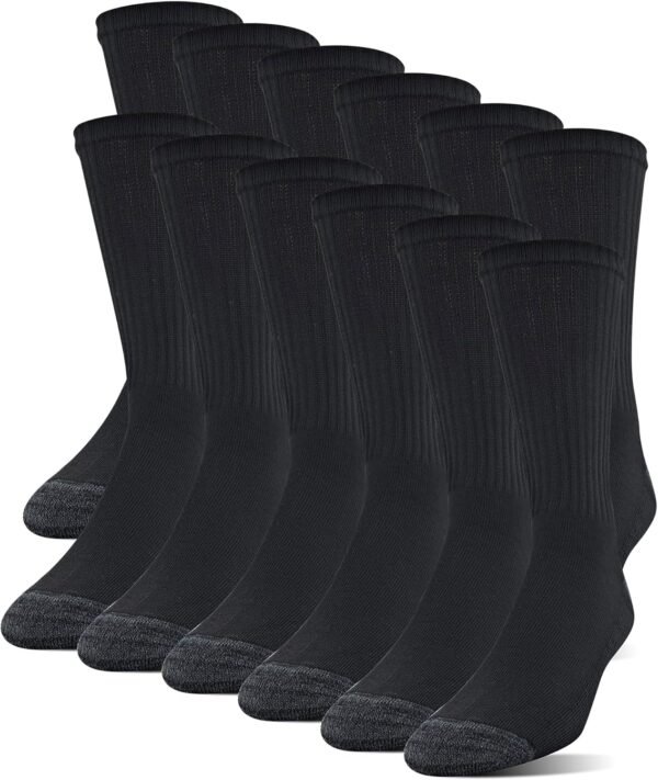 Men's Polyester Half Cushion Crew Socks (12 Pairs)