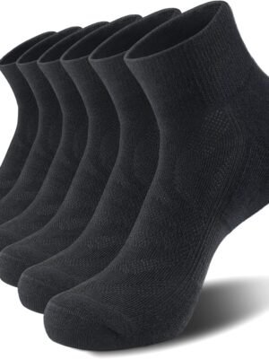 6 Pack Ankle Socks with Cushion, Athletic Running Sports Socks Anti-Blister Cotton Socks for Men and Women