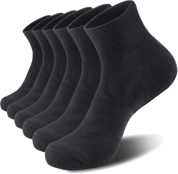 6 Pack Ankle Socks with Cushion, Athletic Running Sports Socks Anti-Blister Cotton Socks for Men and Women