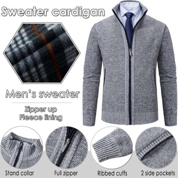 Men's Sweaters Full Zip Slim Thick Knitted Cardigan Sweaters Jacket with Pockets