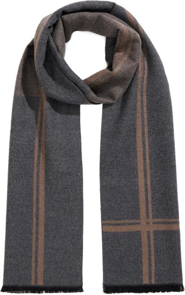 Men's Winter Warm Scarf Premium Cashmere Feel, Luxuriously Soft Long Plaid Pattern