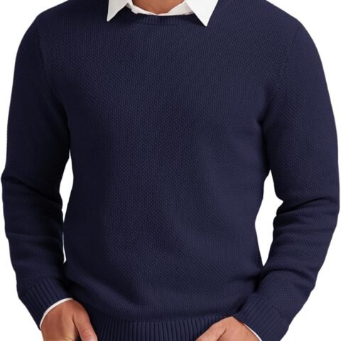 Men's Crewneck Sweater Soft Casual Classic Pullover Knitwear Lightweight Sweaters with Ribbing Edge