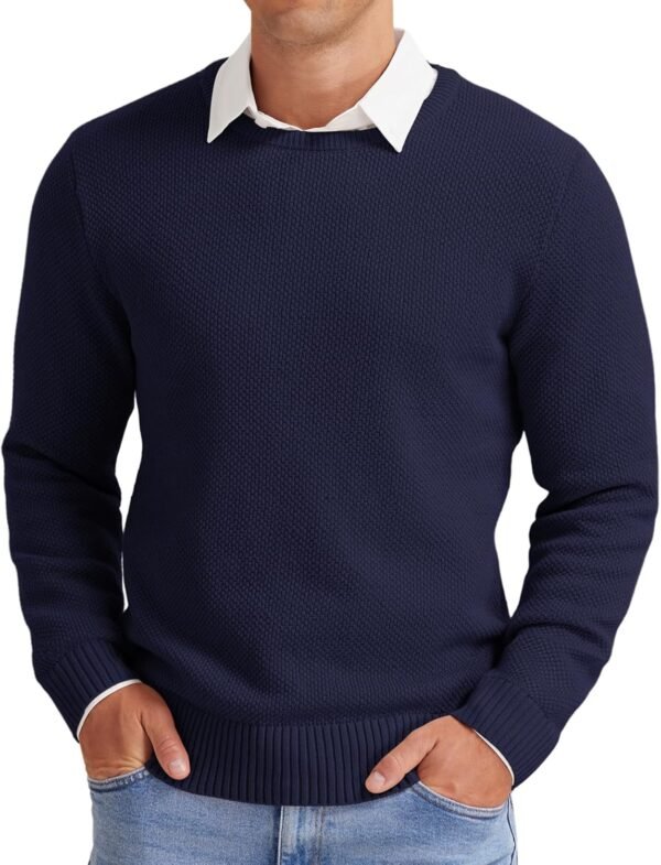 Men's Crewneck Sweater Soft Casual Classic Pullover Knitwear Lightweight Sweaters with Ribbing Edge