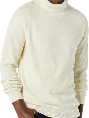 Men's 100% Cotton Rib Knit Turtleneck Sweater