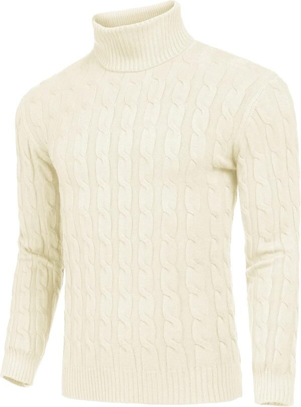 Men's Slim Fit Turtleneck Sweater Casual Twisted Knitted Pullover Sweaters