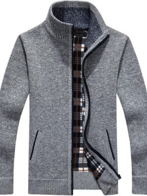 Men's Sweaters Full Zip Slim Thick Knitted Cardigan Sweaters Jacket with Pockets