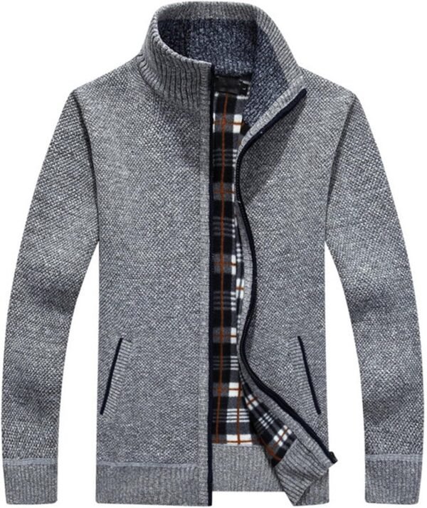 Men's Sweaters Full Zip Slim Thick Knitted Cardigan Sweaters Jacket with Pockets