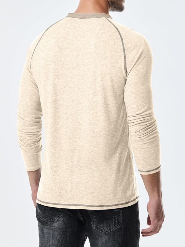 Men's Henley Long/Short Sleeve T-Shirt Stretch Cotton Casual Pullover Tee Shirts with Pockets