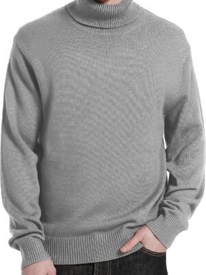Men's Turtleneck Sweaters Wool Blend Mid-Weight Highneck Pullover Sweaters