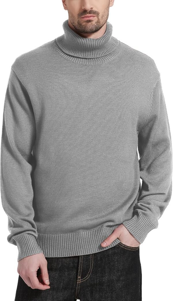 Men's Turtleneck Sweaters Wool Blend Mid-Weight Highneck Pullover Sweaters